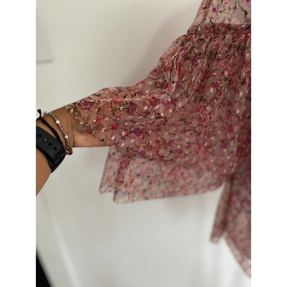 byTimo Floral Sheer Ruffled Top - Picture 4 of 8